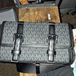 Pebbled Leather and Signature Logo Trunk Crossbody Bag