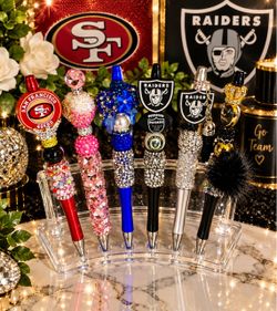 Hand beaded sports pens
