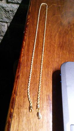 14KT gold dipped silver rope chain 20 inches long.80.00.