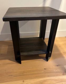 Quality Wood and Black Iron End Side Table