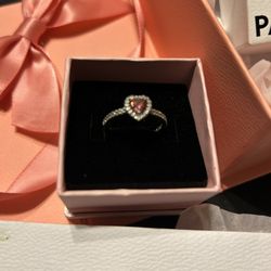 Pandora Sterling Silver Elevated Pink Heart Ring