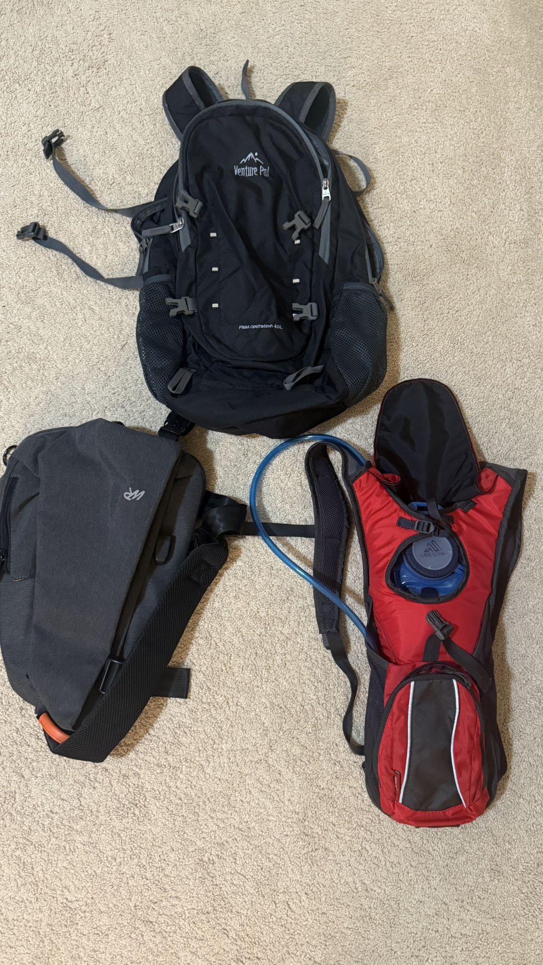 1. Venture Pal 40L Hiking Backpack: A spacious 40-liter backpack for travel and hiking. Lightweight and durable, with multiple compartments and side p