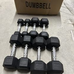 New pair of 5,10,15,20lb rubber dumbbells in box 📦 $100