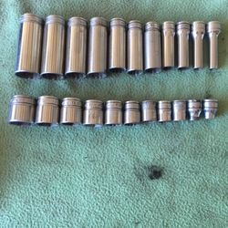 Snap On Sae 3/8” Drive Deep And Shallow Sockets 