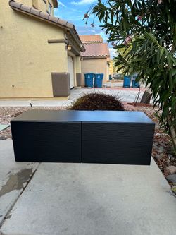 IKEA BESTA Wall-mounted cabinet combination, black-brown/Lappviken, 47 1/4x16 1/2x15 "