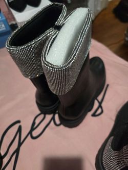 Black rhinestone boots
