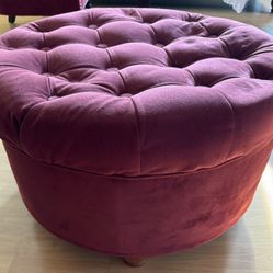 Red Velvet Ottoman With Storage Neg Couch