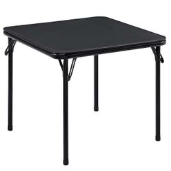 Folding Card Table 33.8 in. Portable Square Black Metal Desk with Collapsible Legs and Vinyl Upholstery Brand new, still in the box 💲45 A408