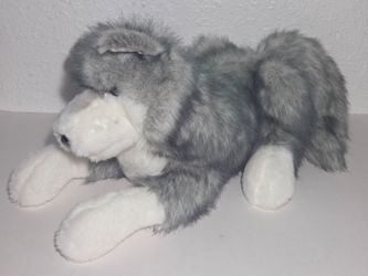 Folkmanis Timber Wolf Hand Puppet Full Body Stuffed Animal Moveable Mouth
