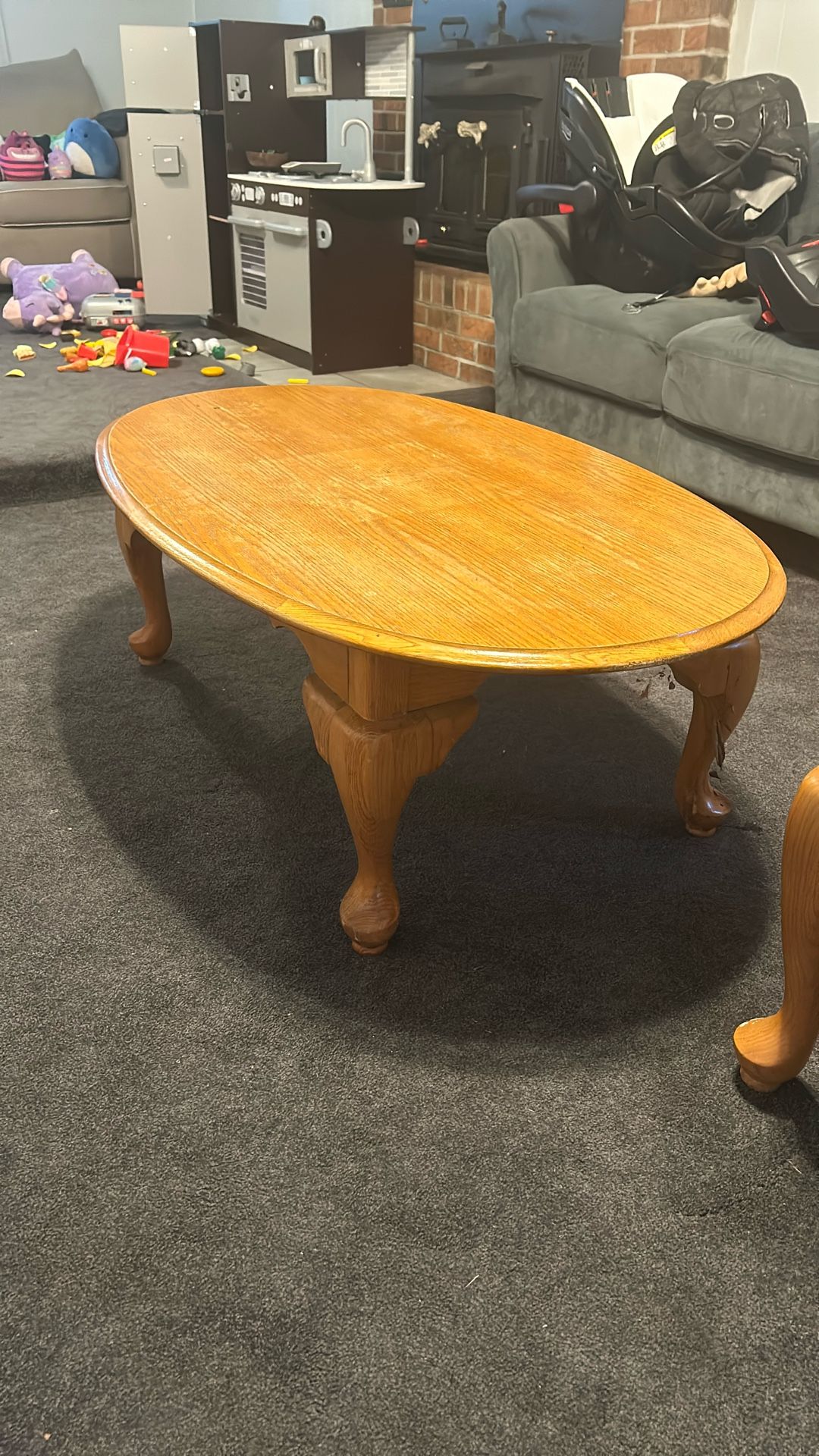 Solid Wood Coffee Table And Matching End Tables