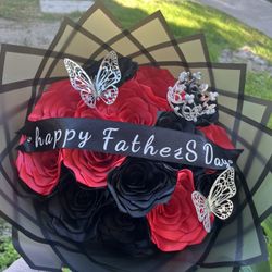ribbon rose bouquet 15 roses 45$
