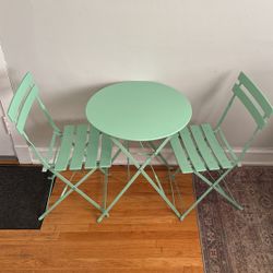 Mint Green Bistro Set – Table & 2 Chairs