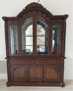 Ornate Traditional Wood China Cabinet