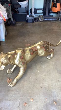 Vintage 1960 brass cast  panther length 64 inch life size not an small piece