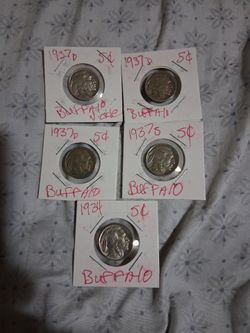 Buffalo Nickel Lot of 5 – 1934 & 1937