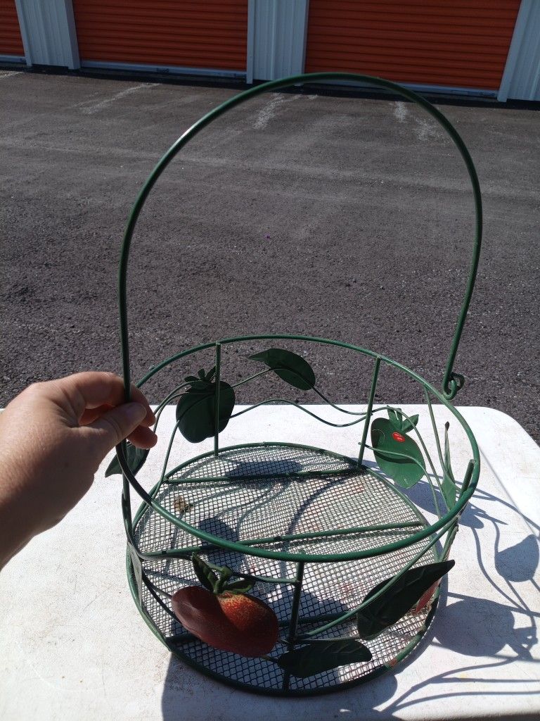 Metal Green Apple Themed Fruit Basket