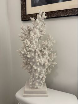 Luxury White Marble Coral Sculpture on Marble Base – Heavy Statement Décor