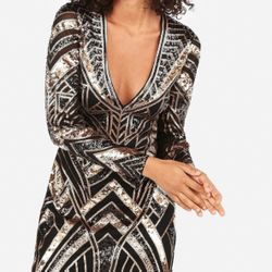 Sequin Long Sleeve Mini Bodycon Dress