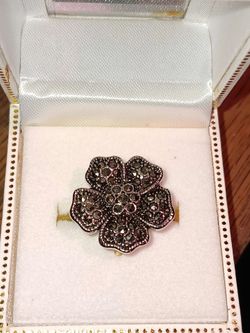 Silver Ring Rhodium Plated Marcasite
