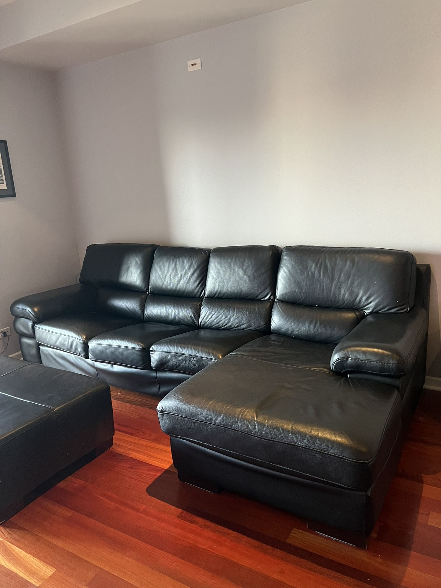 Black Leather Couch With Ottoman 