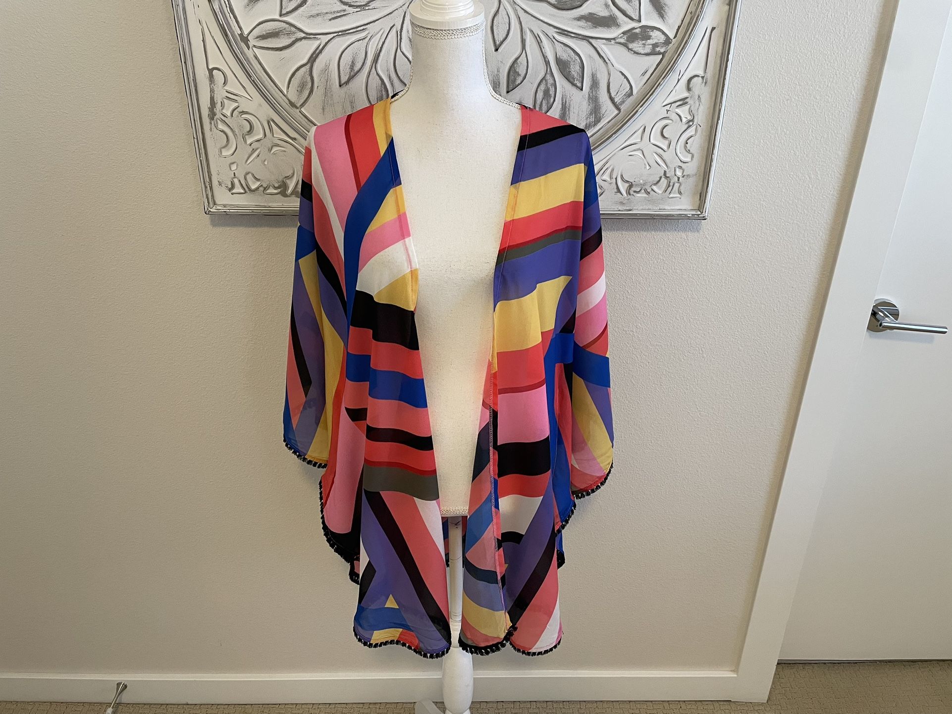 Express Multicolor Striped Kimono, One Size