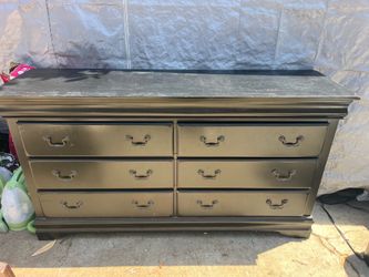 Solid Wood 6 Drawer Dresser – Dark Espresso Bedroom Furniture
