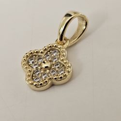 Gold Over 925 Flower Pendant – Moissanite Accents