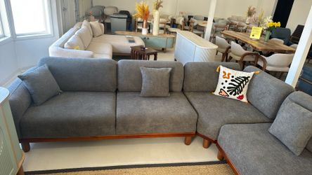 Eva Modern Sectional Sofa, Mid-Century Modern Living Room Couches, Plush Fabric Upholstered, Convertible Bed