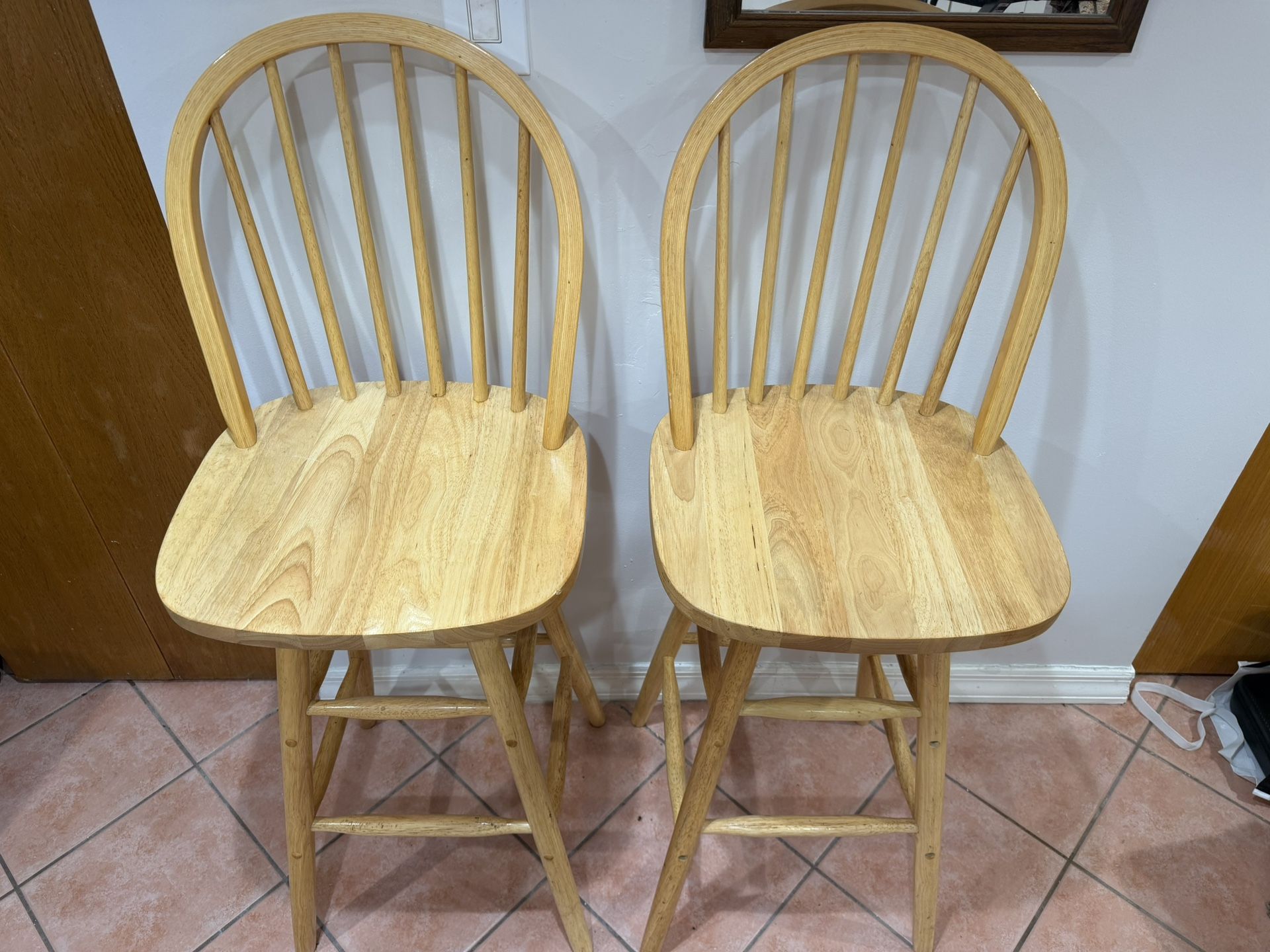 2 Wood Barstools