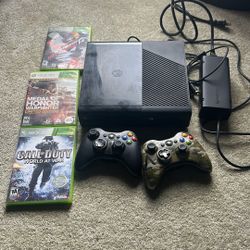 XBox 360 + controllers and 3 games $85 or best offer.