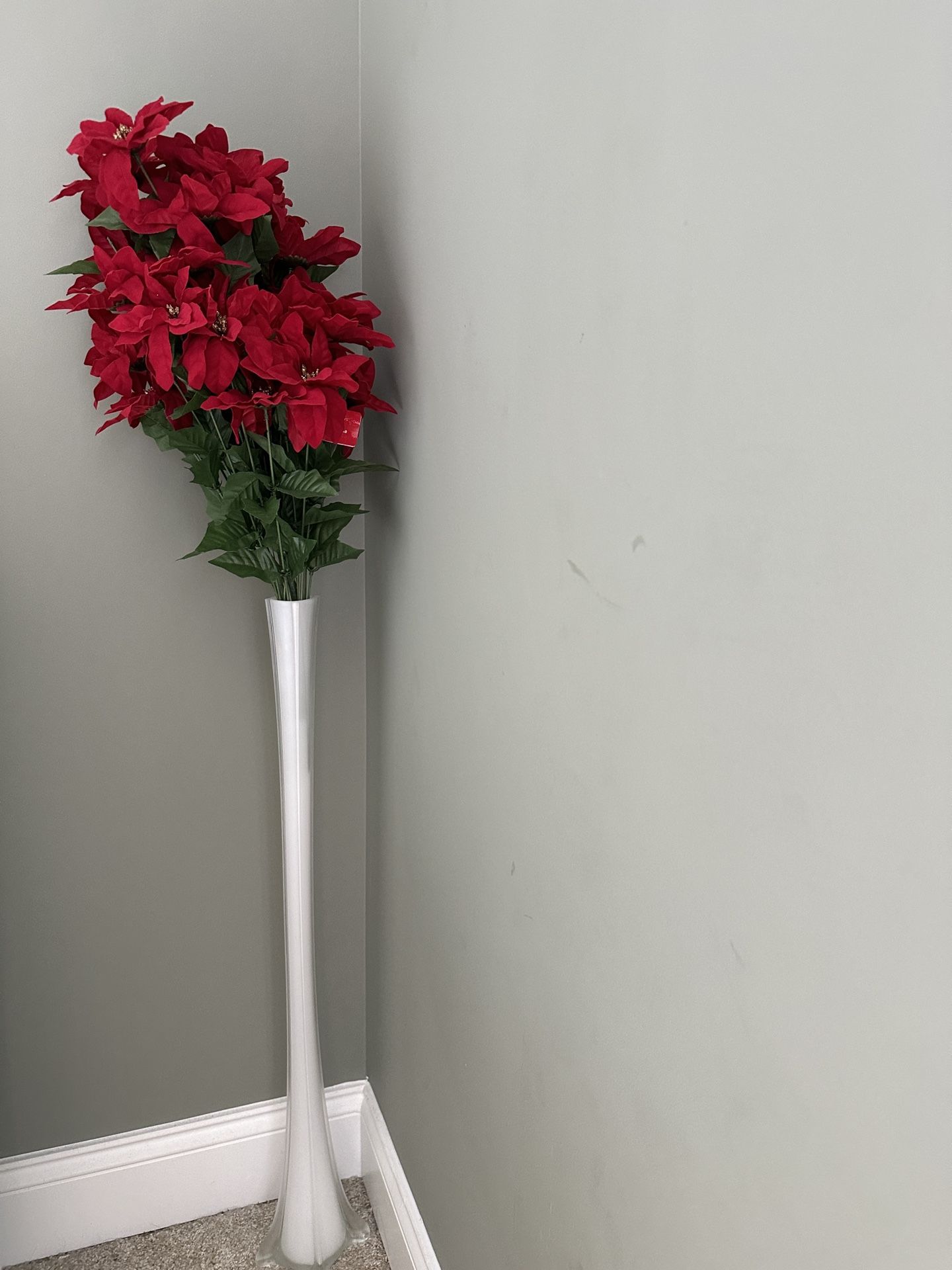 White, Black Glass Slim Flower Vase