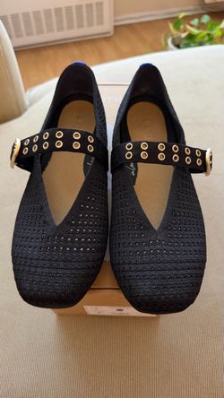 Rothy's The Max Buckle Mary Jane Black Mesh Size 9