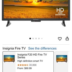 INSIGNIA 24" Class F20 Series Smart HD Fire TV, Voice Remote with Alexa, Free & Live TV