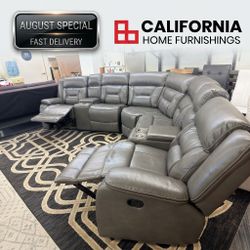 Luxury Leatherette Power Reclining Sectional Couch