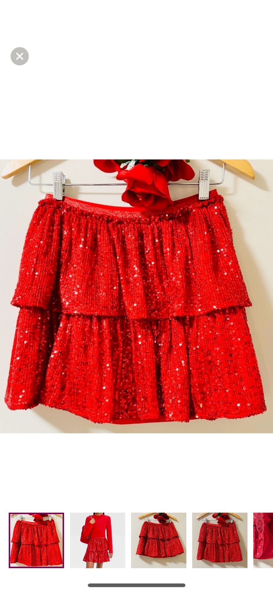 NWOT Sparkling Red Sequins Mini Skirt L (10/12) Fits Small women, too- Cat&Jack