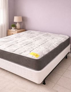 New full mattress and box spring 2 pc bed frame is not included