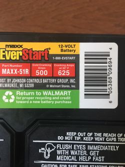 EverStart Maxx Lead Acid Automotive Battery, Group Size 51 12 Volt