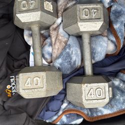 2 40 Pound Dumbbells Metal