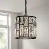 Home Decorators Collection Kristella 1-Light Matte Black Pendant with Clear Crystal Shade