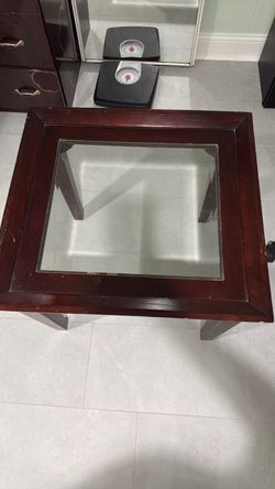 Wood and Glass Top Side Table