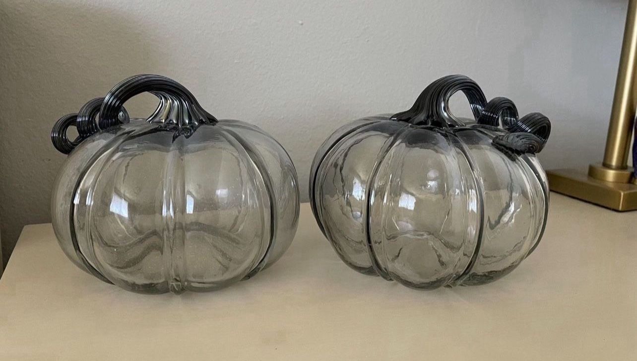 2 Hand blown Glass Pumpkins