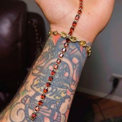 Incredible 😍😍 !!! New Garnet Tennis Bracelet Set In Solid 14k Gold!