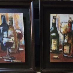 Lovely Pair Of Wood Frame Pictures