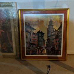 Venice Yellow sunset.  Framed Artwork.  Make Me An Offer