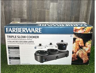 Farberware Triple Slow Cooker 1.5 Qt Pots NEW Sealed Buffet Server Warmer