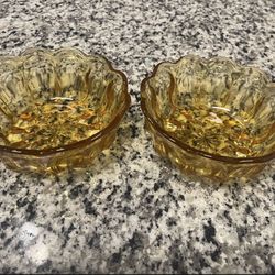 Vintage Set Of Amber Glass Bowls