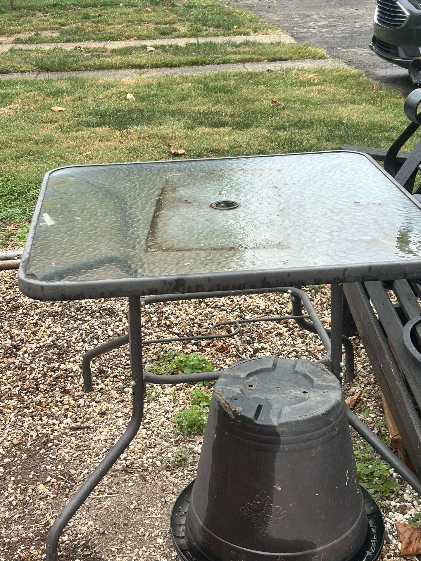 Nice Big Sized Lawn Table With Umbrella Included.