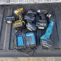 Impact Drills and Multi Tool With Batteries.