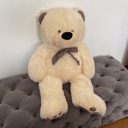 Beige and Brown Teddy Bear  About 3 Feet 