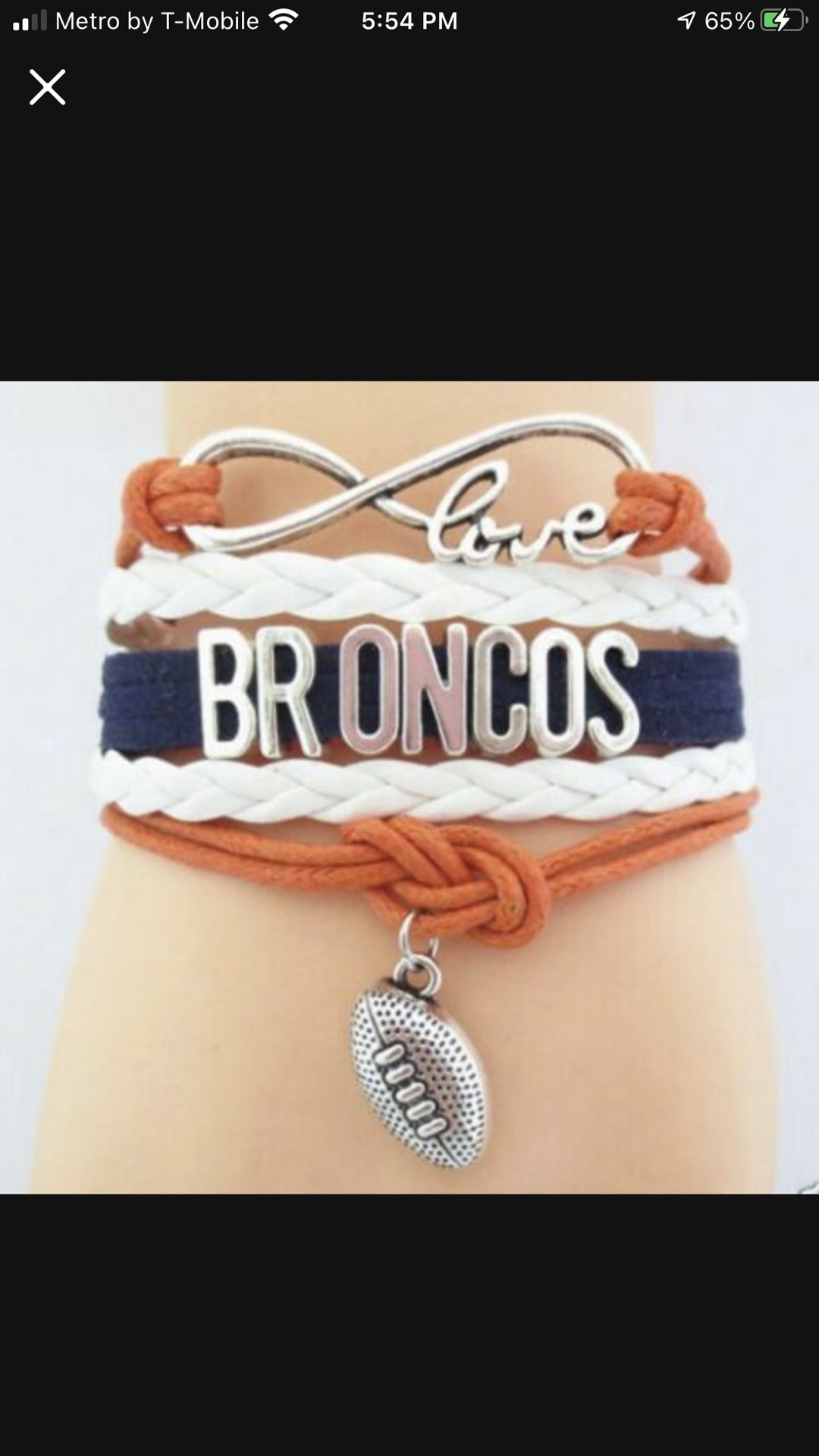 LETS GO BRONCOS! BRONCOS LEATHER AND TIBETAN SILVER LOVE FIR ETERNITY